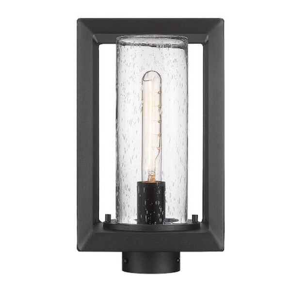 Smyth Natural Black One-Light Outdoor Post Mount with Clear Seeded Glass Shade, image 1